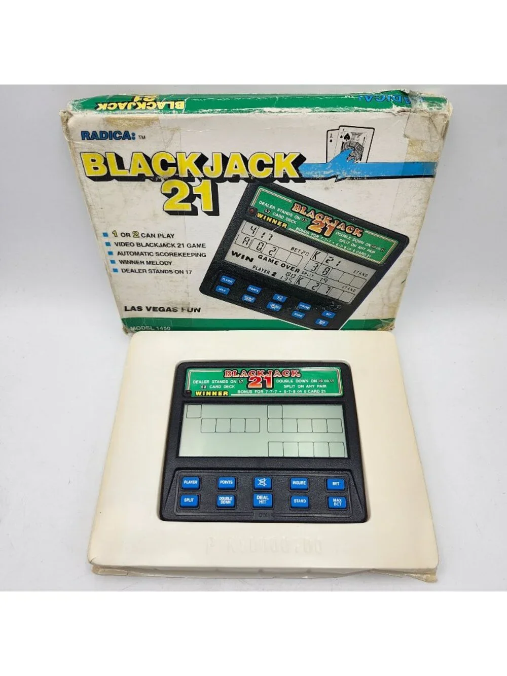 Radica Blackjack 21 Handheld Electronic Game Model 1450 Vintage New Open Box